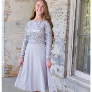 Silver Sequins Lace Christmas Dress- NWT